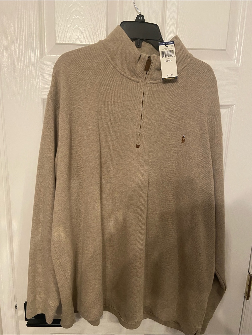 Polo by Ralph Lauren Men's Zip Mock Neck Sweater - Beige Taupe